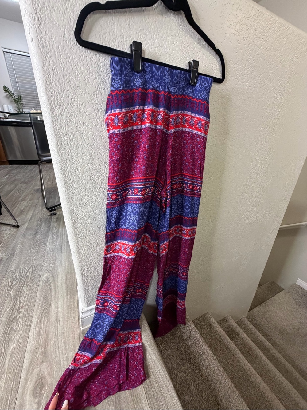 Forever 21 Purple and Red Printed Wide-Leg Jumpsuit Pants